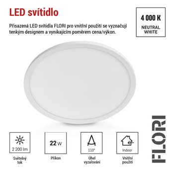 Stropné LED svietidlo FLORI biela, priemer 42 cm 15