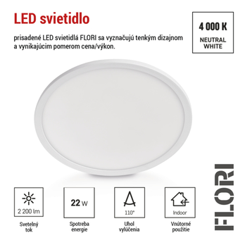 Stropné LED svietidlo FLORI biela, priemer 42 cm 16