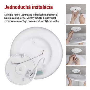 Stropné LED svietidlo FLORI biela, priemer 30 cm 14