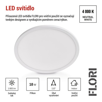 Stropné LED svietidlo FLORI biela, priemer 30 cm 15