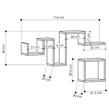 Sada nástenných políc FOLLOW antracitová 2