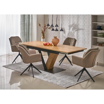 Jedálenský stôl FONAS prírodná/čierna, šírka 160 cm 10