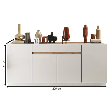 Komoda FONTOSY 5 biela lesklá/dub 2