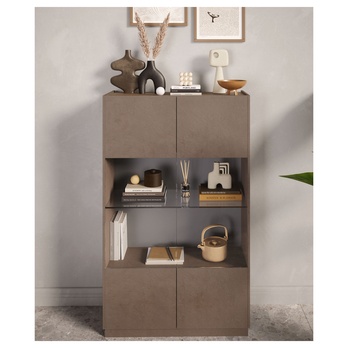 Vitrína  FONTOSY čiernohnedá/orech 2