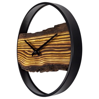 Nástenné hodiny FOREST drevo/kov, priemer 30 cm 2