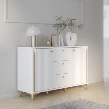 Komoda FORREST HILLS biela/zlatá, šírka 140 cm 1