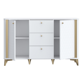 Komoda FORREST HILLS biela/zlatá, šírka 140 cm 3