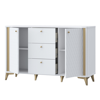 Komoda FORREST HILLS biela/zlatá, šírka 140 cm 4