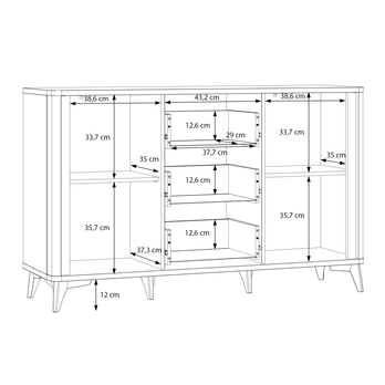 Komoda FORREST HILLS biela/zlatá, šírka 140 cm 5