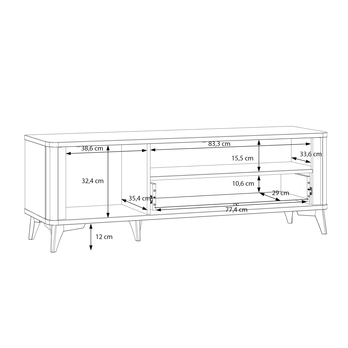 TV komoda FORREST HILLS biela/zlatá, šírka 141 cm 2