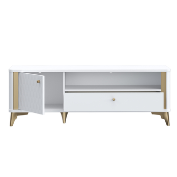 TV komoda FORREST HILLS biela/zlatá, šírka 141 cm 4