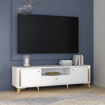 TV komoda FORREST HILLS biela/zlatá, šírka 161 cm 1