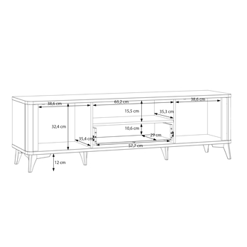 TV komoda FORREST HILLS biela/zlatá, šírka 161 cm 5