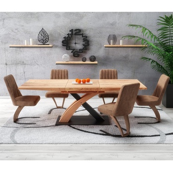 Jedálenský stôl FORTUNATO 3 dub zlatý/čierna 1