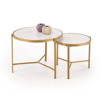 Sada konferenčných stolíkov FOTAMO biela/zlatá 1