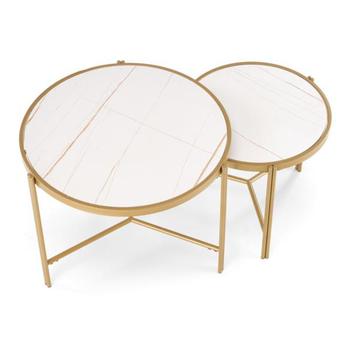 Sada konferenčných stolíkov FOTAMO biela/zlatá 2