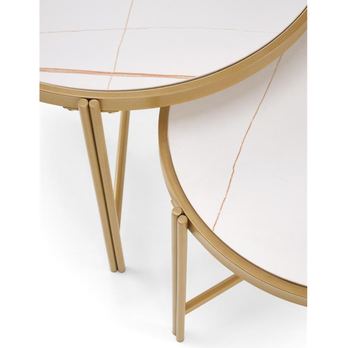 Sada konferenčných stolíkov FOTAMO biela/zlatá 3