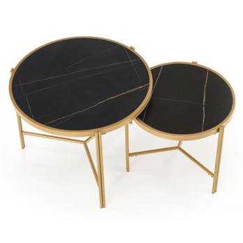 Sada konferenčných stolíkov FOTAMO čierna/zlatá 2