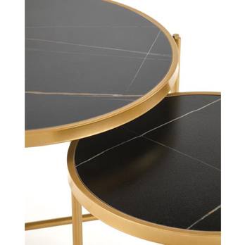 Sada konferenčných stolíkov FOTAMO čierna/zlatá 3