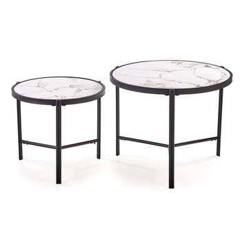 Konferenčný stolík FOTAMO biely mramor/čierna, set 2 ks 2