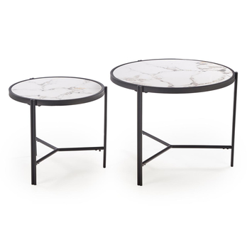 Konferenčný stolík FOTAMO biely mramor/čierna, set 2 ks 3