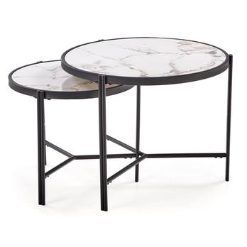 Konferenčný stolík FOTAMO biely mramor/čierna, set 2 ks 4