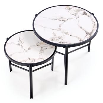 Konferenčný stolík FOTAMO biely mramor/čierna, set 2 ks 5