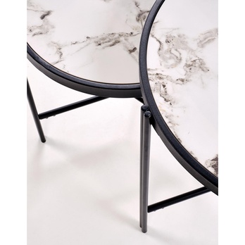 Konferenčný stolík FOTAMO biely mramor/čierna, set 2 ks 6