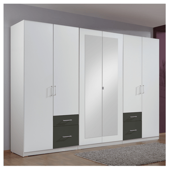 Šatníková skriňa FREDERICA biela/grafitová 1