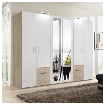 Šatníková skriňa FREDERICA biela/dub sägerau 1