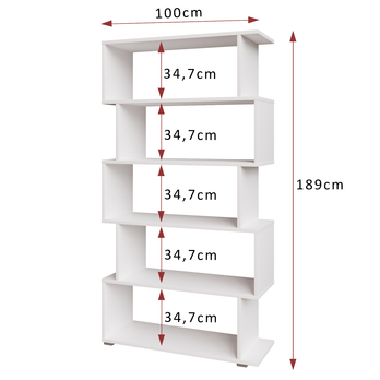Regál FREDERICO biela, výška 189 cm 2