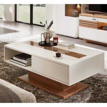 Konferenčný stolík FRESNO matná biela/dub artisan 1