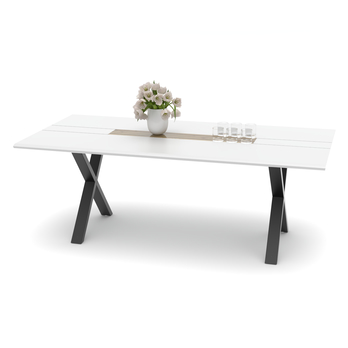 Jedálenský stôl FRESNO biela/čierna, X-konštrukcia, šírka 210 cm 1