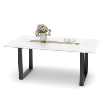 Jedálenský stôl FRESNO biela/čierna, U-konštrukcia, šírka 180 cm 2