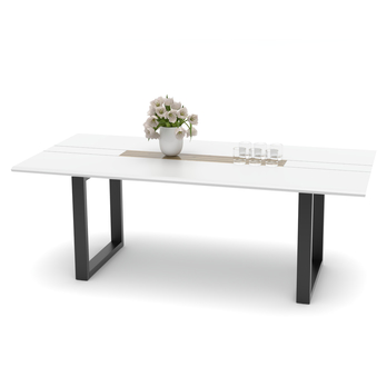 Jedálenský stôl FRESNO biela/čierna, U-konštrukcia, šírka 210 cm 1