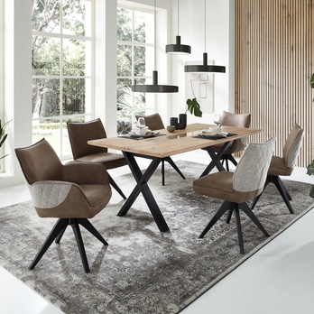 Jedálenský stôl FRESNO dub artisan/čierna, X-konštrukcia, šírka 180 cm 1