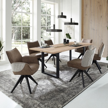 Jedálenský stôl FRESNO dub artisan/čierna, U-konštrukcia, šírka 180 cm 1