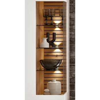 Závesná vitrína FRESNO biela/dub artisan, ľavá/pravá, šírka 49 cm 4