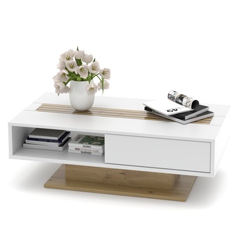 Konferenčný stolík FRESNO matná biela/dub artisan 2