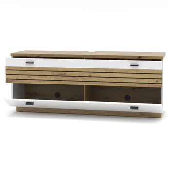 TV komoda FRESNO biela/dub artisan 1