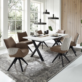 Jedálenský stôl FRESNO biela/čierna, X-konštrukcia, šírka 180 cm 1