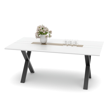 Jedálenský stôl FRESNO biela/čierna, X-konštrukcia, šírka 180 cm 2