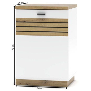 Komoda FRESNO biela/dub artisan, ľavá/pravá, šírka 50 cm 4