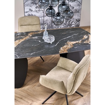 Jedálenský stôl FUREM čierny mramor/čierna 9