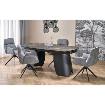 Jedálenský stôl FUREM čierny mramor/čierna 1