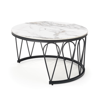 Konferenčný stolík FURMUSO biely mramor/čierna, sada 2 ks 1