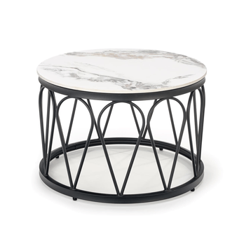 Konferenčný stolík FURMUSO biely mramor/čierna, sada 2 ks 2