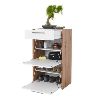 Skrinka na topánky FYNN biela vysoký lesk/ dub, šírka 62 cm 1