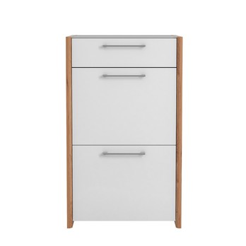 Skrinka na topánky FYNN biela vysoký lesk/ dub, šírka 62 cm 2