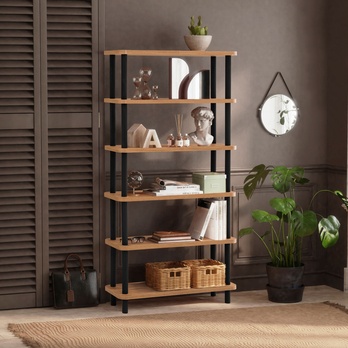 Regál/knižnica GALA borovica/čierna 1